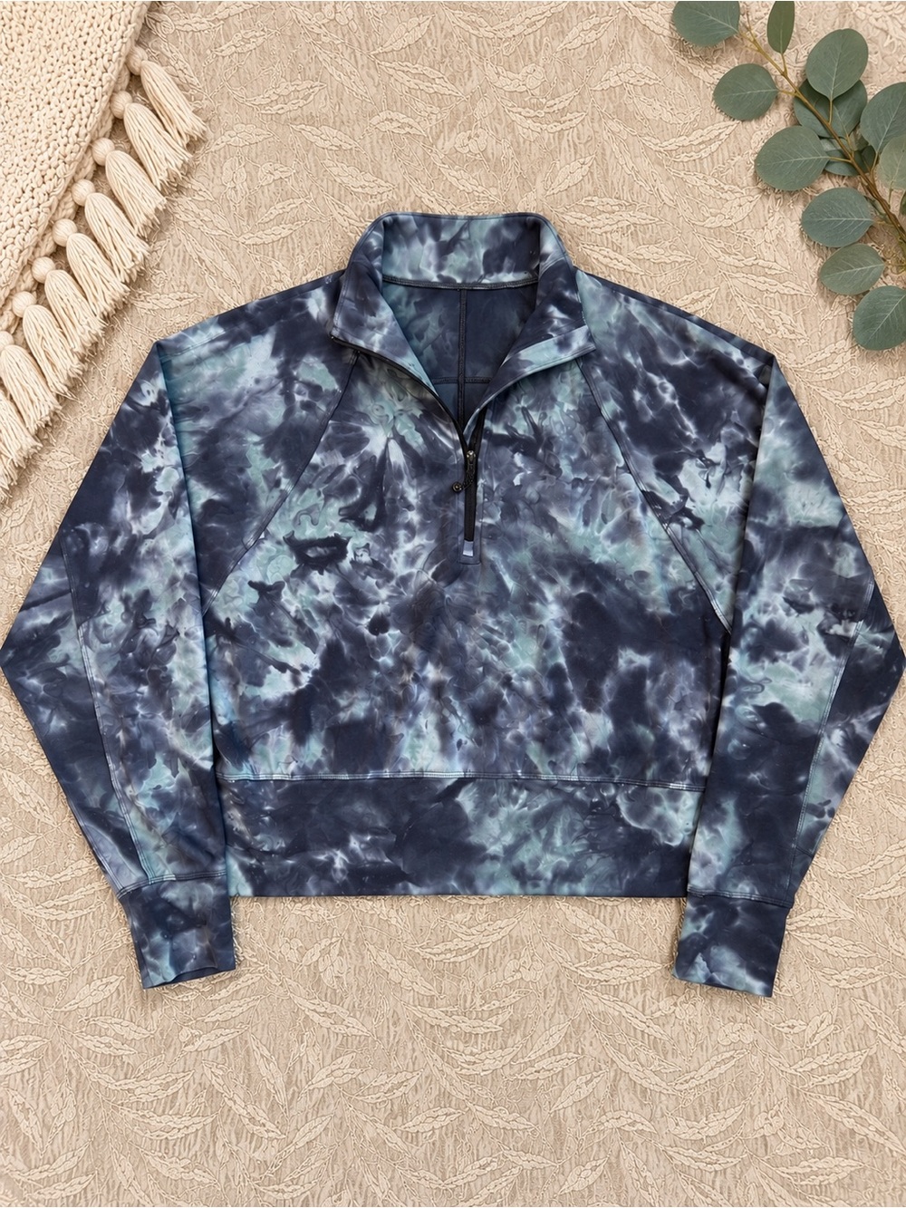 Lululemon Ready to Rulu Tie-Dye Quarter-Zip Pullover Sweater - Blue